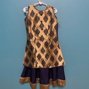 Blue and Gold Indian lengha set - NWT